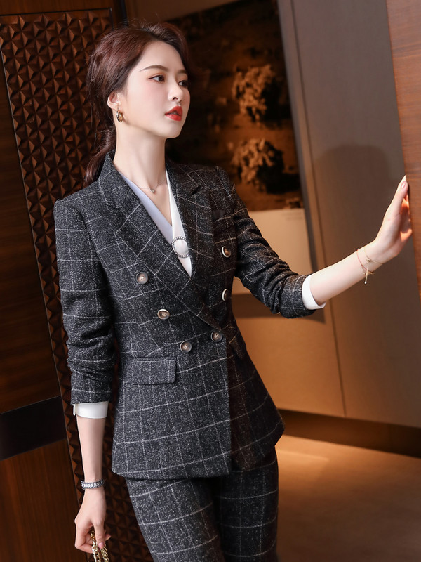 În carouri Formal Carieră Blazere Costume Doamne Birou Uniforme Formale Modele Pantaloni Femei Profesioniste Imbracaminte de Afaceri Imbracaminte