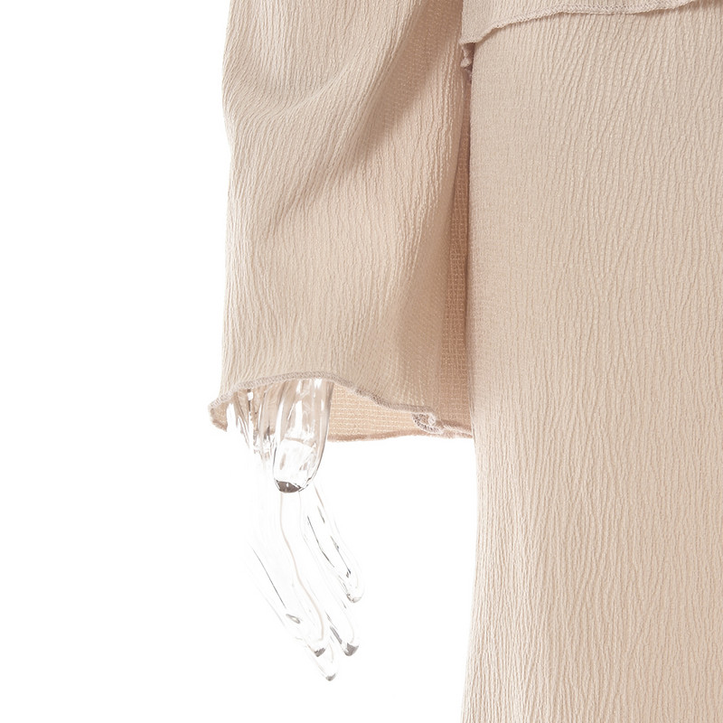 Cămașă cu mâneci lungi pentru damă, cu decolteu în V, pantaloni evazați cu un singur piept, culoare uni, costum de modă lejer, costum din două piese