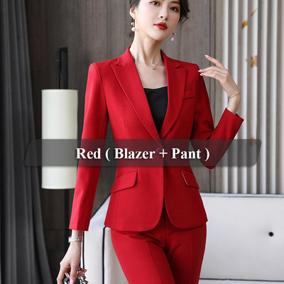 Lenshin 2-osaline komplekt pidulik pükskostüüm naiste äri pikkade varrukatega Candy Colors bleiser ja püksid kontori naiste töövormi kandmine