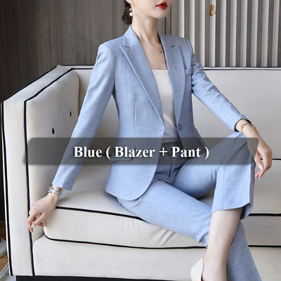 Lenshin 2-osaline komplekt pidulik pükskostüüm naiste äri pikkade varrukatega Candy Colors bleiser ja püksid kontori naiste töövormi kandmine