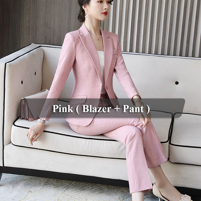 Lenshin 2-osaline komplekt pidulik pükskostüüm naiste äri pikkade varrukatega Candy Colors bleiser ja püksid kontori naiste töövormi kandmine