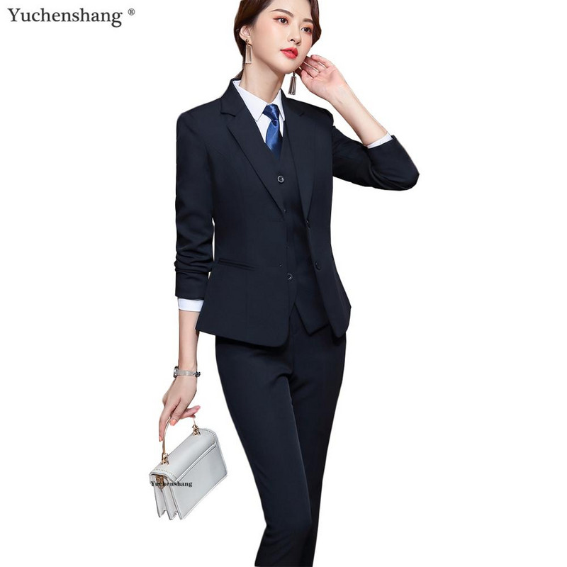 Set 3 bucăți Vesta pentru femei Blazer Jachetă și costum pantalon Office Lady Formal Afaceri Lucru în carieră Haine Roșu Negru Uniformă S-5XL