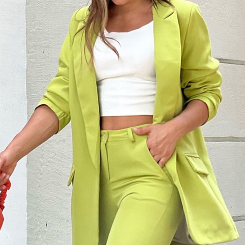 Waytobele`i naiste bleiserkostüüm, sügisene vabaajamoodne soliidne reväär, pikkade varrukatega vaba mantel, laiad säärtega pükste komplektid tänavarõivad