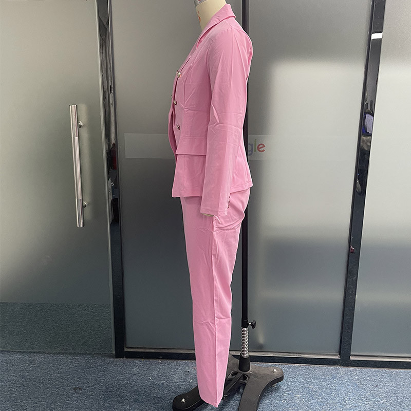 Wefads Naiste bleiseri kaheosaline komplekt Sügisene stiilne soliidne reväär, õhukesed pikkade varrukatega topid taskutega Pükstekomplektid Tänavarõivad