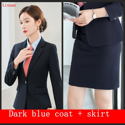 2022 Toamna Iarna Formal Doamnelor Blazer Gri Femei Costume de afaceri cu seturi Îmbrăcăminte de lucru Uniforma de birou Dimensiunea 5XL Pantaloni Jachetă