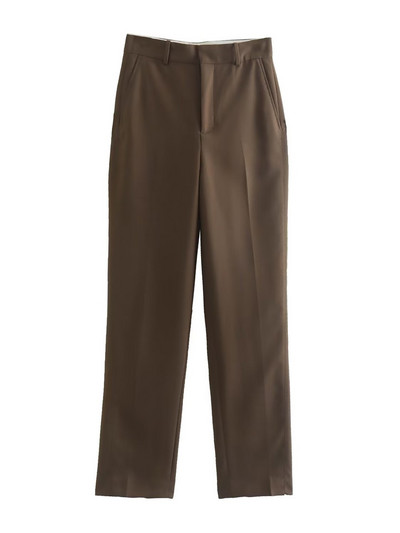 TRAF naiste moe ees nööbiga kontorirõivad bleisermantel ja kõrge vöökohaga tõmblukuga kärbsega püksid naiste kaheosalised komplektid Mujer