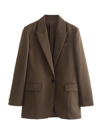 TRAF naiste moe ees nööbiga kontorirõivad bleisermantel ja kõrge vöökohaga tõmblukuga kärbsega püksid naiste kaheosalised komplektid Mujer