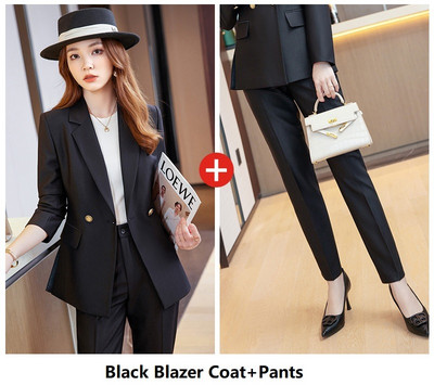Costume de afaceri formale pentru femei cu pantaloni și jachete Stiluri de uniforme pentru damă profesionale Set de pantaloni pentru damă Blazere