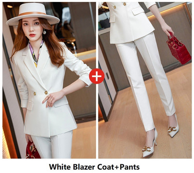 Costume de afaceri formale pentru femei cu pantaloni și jachete Stiluri de uniforme pentru damă profesionale Set de pantaloni pentru damă Blazere