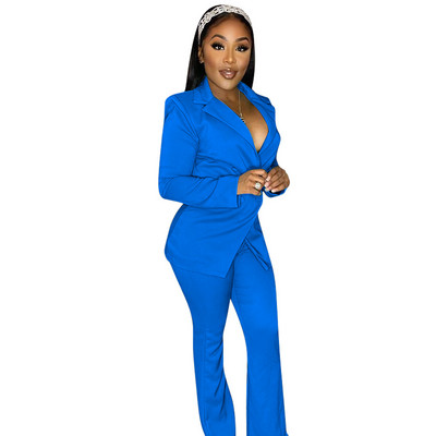 Rozā sieviešu uzvalks žakete un bikses sarkani komplekti sieviešu biroja apģērbs V apkakle ar garām piedurknēm zils komplekts sievietei 2 daļīgs komplekts, melns bikškostīms