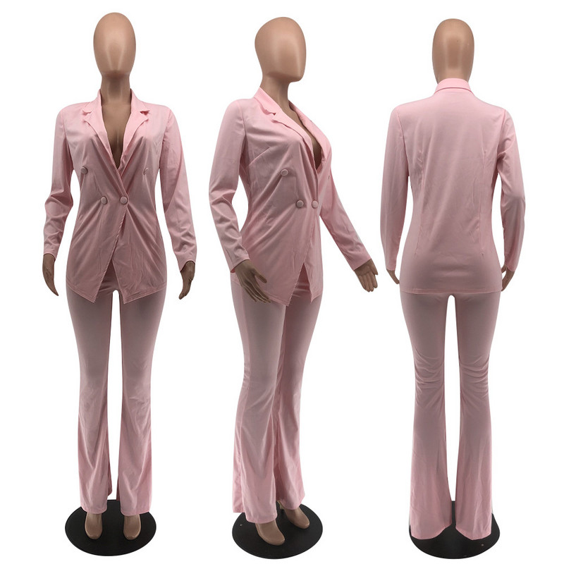 Rozā sieviešu uzvalks žakete un bikses sarkani komplekti sieviešu biroja apģērbs V apkakle ar garām piedurknēm zils komplekts sievietei 2 daļīgs komplekts, melns bikškostīms
