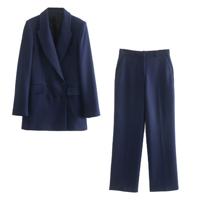 ΓΥΝΑΙΚΕΙΑ TRAF 2022 Winter Inner Trimmed Διπλό σακάκι κοστούμι Temperament Retro Office Γυναικείο Κομψό Σετ μπλέιζερ δύο τεμαχίων