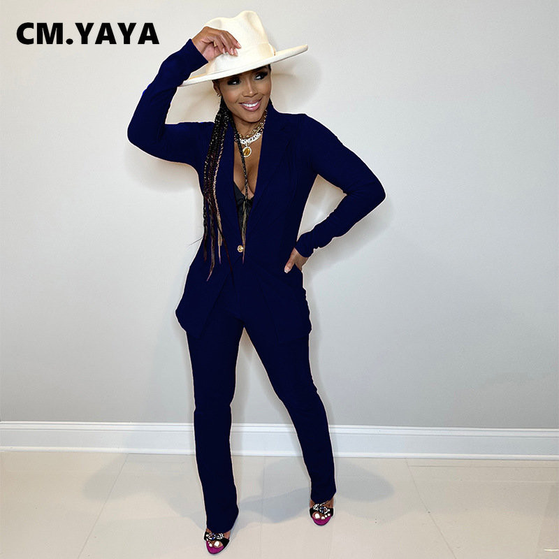 CM.YAYA Costum și pantaloni cu sacou cu un nasture pentru femei, toamnă iarnă 2022 OL Streetwear, set de două piese, ținută, trening