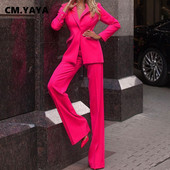 CM.YAYA naiste pükskostüümid, täisvarrukad, ühe nööbiga topid, sirged pikad püksid, kaks 2-osalist komplekti, sügisene kontorirõivad