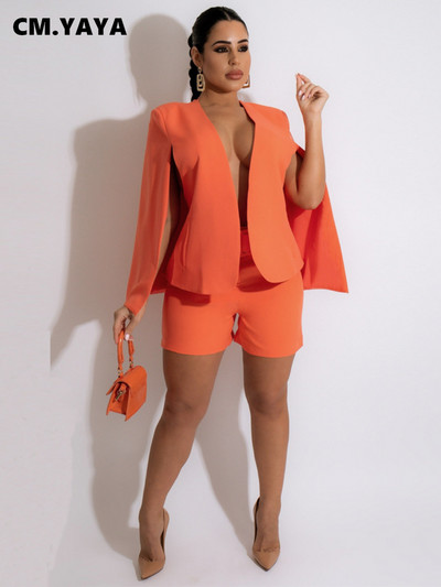 CM.YAYA Seksi ženski komplet od 2 komada sakoa sa rukavima i kratkim hlačama Trenirka Trenirka Uredska dama Dvodijelni set odjeće 2022.