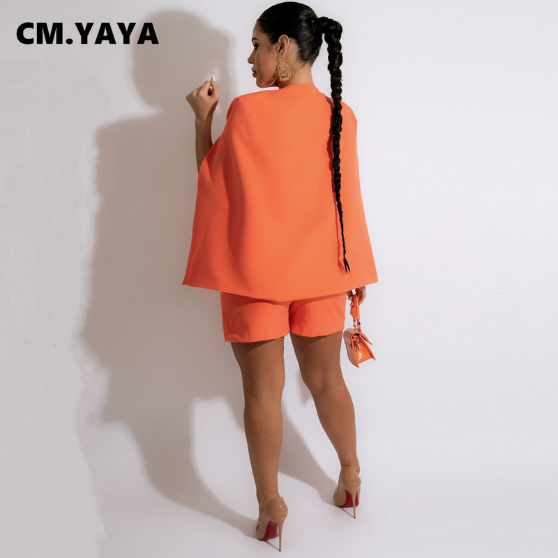 CM.YAYA Seksi ženski komplet od 2 komada sakoa sa rukavima i kratkim hlačama Trenirka Trenirka Uredska dama Dvodijelni set odjeće 2022.