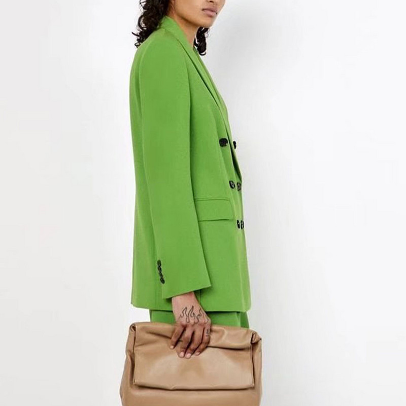 BM&ZA Nou Costumul cu pantaloni și deșeuri pentru femei, la două piepte, cu blazer larg 02761049513