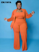 CM.YAYA Plus Size Two Σετ 2 τεμαχίων Γυναικεία ρούχα με τανκ 3 τμχ Παντελόνι Κοστούμι Blazer Top Streetwear Curve Κομψή αθλητική φόρμα