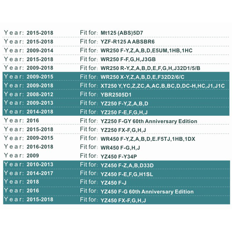 10PCS Filter ulja za Yamahu YZ250 WR250F WR450F WR250X WR250R YZ450F YZ250F YFZ450 YZFR125 YZF125 WR125R WR125X dijelovi motocikla