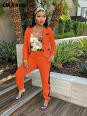 CM.YAYA Set elegant șic pentru damă, cu dungi laterale, cu mânecă lungă, blazer și pantaloni de jogger, costum Office Lady INS Set două 2 piese ținute