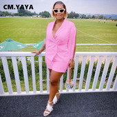 CM.YAYA Κομψό γυναικείο σετ Γυναικείο μανίκι σακάκι και σορτς Γυναικείο κοστούμι γραφείου ασορτί δύο τεμαχίων σετ γυμναστικής 2022 Καλοκαίρι