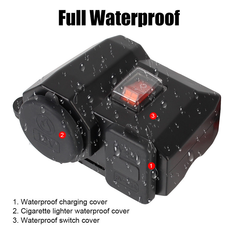 Încărcător pentru ghidon de motocicletă pentru telefon Afișaj digital Adaptor 5V 2.1A Sursă de alimentare Port USB dublu Priză pentru brichetă