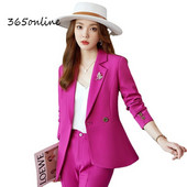 Elegant Rose Costume profesionale de lucru pentru afaceri, cu blazer, haină și pantaloni, interviu, carieră, dame, birou, pantaloni, blazere