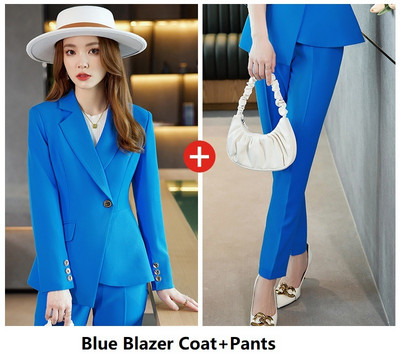 Elegant Rose Costume profesionale de lucru pentru afaceri, cu blazer, haină și pantaloni, interviu, carieră, dame, birou, pantaloni, blazere