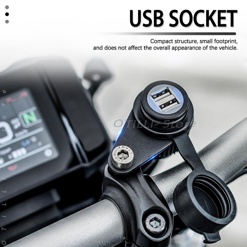 Uus mootorratta kahe USB-pesaga kiirlaadimistelefoni Ipad laadimiselektroonika tarvikud Yamaha MT09 jaoks 2017-2021 MT07 Kõik aastad