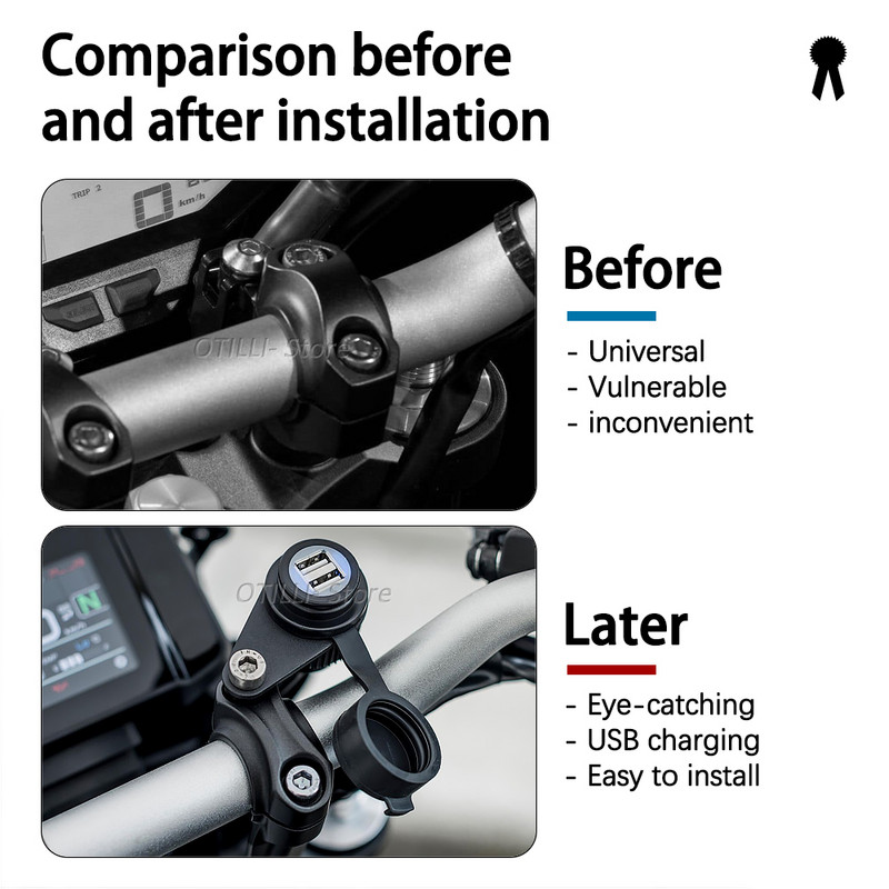 Uus mootorratta kahe USB-pesaga kiirlaadimistelefoni Ipad laadimiselektroonika tarvikud Yamaha MT09 jaoks 2017-2021 MT07 Kõik aastad
