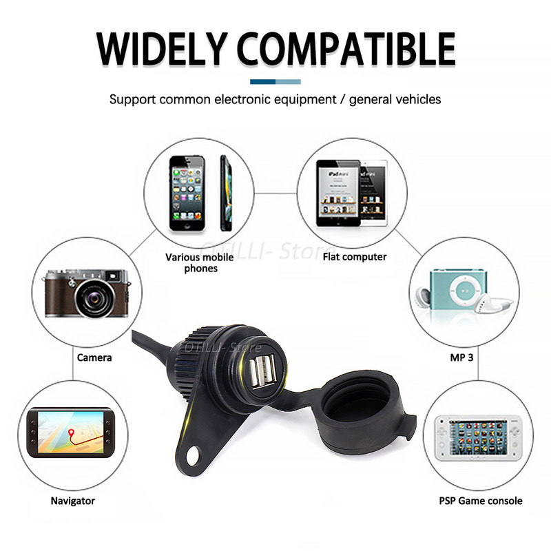 Uus mootorratta kahe USB-pesaga kiirlaadimistelefoni Ipad laadimiselektroonika tarvikud Yamaha MT09 jaoks 2017-2021 MT07 Kõik aastad