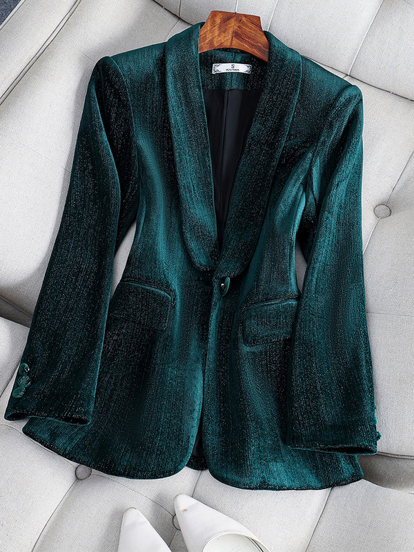 Μακρυμάνικο γυναικείο φθινοπωρινό χειμερινό παντελόνι Γυναικείο επίσημο επαγγελματικό φόρεμα 2 τεμαχίων σετ πράσινο σακάκι κρασιού Μπλέιζερ και παντελόνι