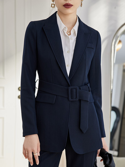 Kaki sivo ljubičasto tamnozeleno žensko odijelo s hlačama Uredski ženski uski set od 2 komada Ženska radna odjeća Blazer i hlače