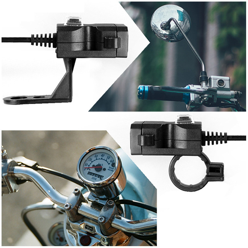 1 buc. Port USB pentru motociclete cu comutator, priză impermeabilă pentru motocicletă 12 V, adaptor pentru încărcător pentru ghidon pentru motociclete