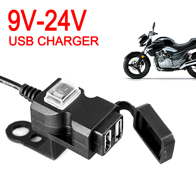1 buc. Port USB pentru motociclete cu comutator, priză impermeabilă pentru motocicletă 12 V, adaptor pentru încărcător pentru ghidon pentru motociclete
