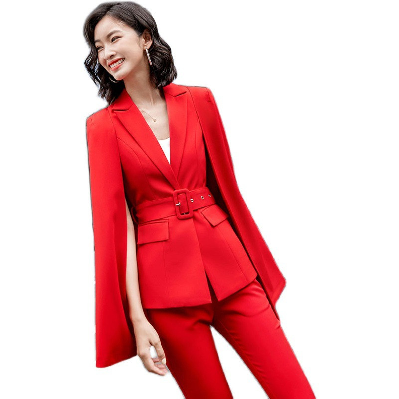 Naiste pidulik töömantel, kontoriülikond, punane jope bleiser, OL-i professionaalne ülikond, sügis/talv, 2022