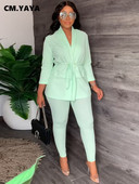 CM.YAYA Κοστούμια για γυναίκες με κορδόνι στη μέση και παντελόνι μολύβι Κοστούμι Streetwear δύο 2 τεμαχίων Γυναικεία ρούχα
