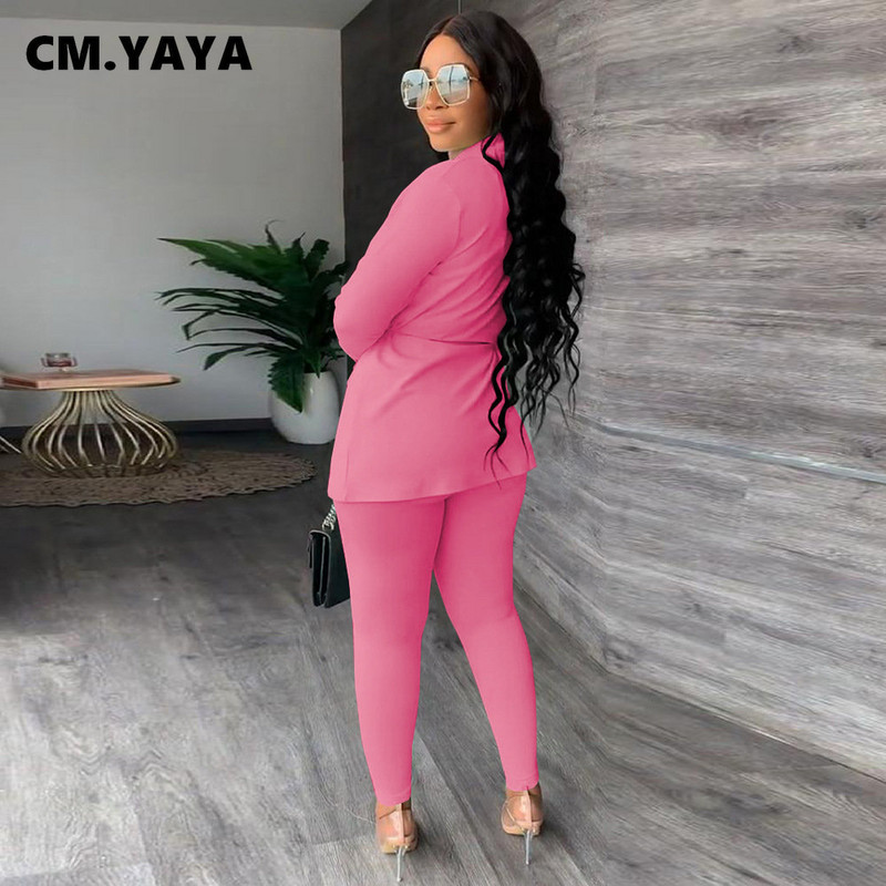 CM.YAYA Κοστούμια για γυναίκες με κορδόνι στη μέση και παντελόνι μολύβι Κοστούμι Streetwear δύο 2 τεμαχίων Γυναικεία ρούχα