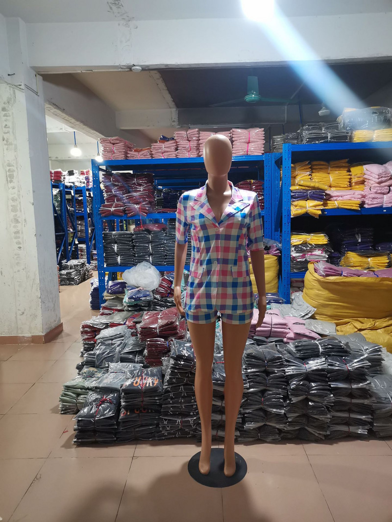 CM.YAYA Seturi de vară pentru femei Treninguri cu imprimeu în carouri Blazere cu mânecă scurtă cu crestătură+pantaloni scurți Costume Office Lady Set două piese ținute