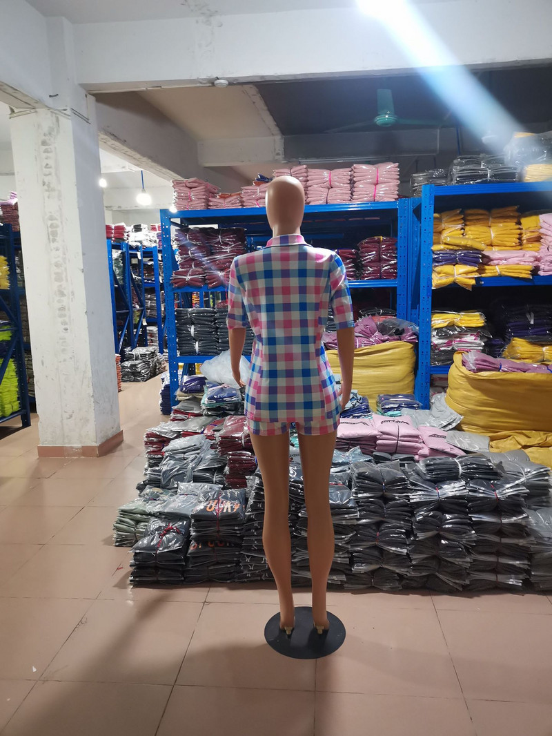 CM.YAYA Seturi de vară pentru femei Treninguri cu imprimeu în carouri Blazere cu mânecă scurtă cu crestătură+pantaloni scurți Costume Office Lady Set două piese ținute