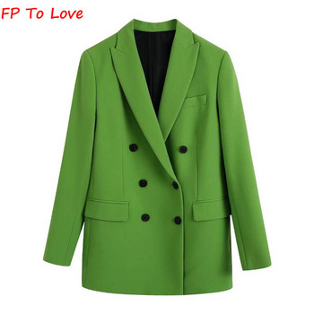 FP To Love Woman Olive Blazers Яркозелени широки панталони 2022SS Пролет Есен Летни панталони Двуредни комплекти