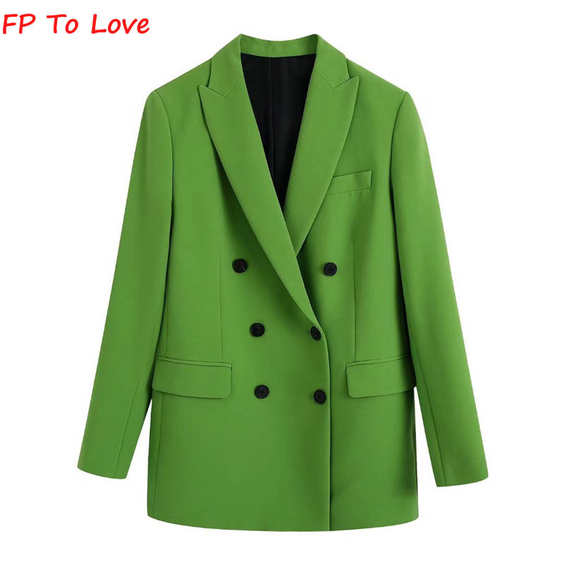 FP To Love Woman, oliivivärvi bleiserid erkrohelised laia säärega püksid 2022SS kevad-sügissuvised püksid, kaherealised komplektid