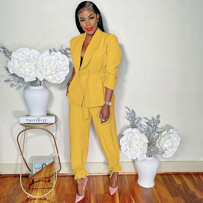 CM.YAYA Ins Γυναικεία Κοστούμι Παντελόνι με Δέματα και Ζώνες Μακρυμάνικο Blazer OL Streetwear Fashion Two Σετ 2 τεμαχίων Γυναικεία φόρμα