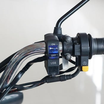LED индикатор Монтаж на кормилото на мотоциклет USB порт Зарядно устройство за телефон с превключвател Лесен за инсталиране Резервни части за аксесоари за мотоциклети