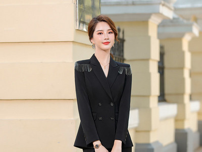 Επίσημο Λευκό Παντελόνι Plus Size 5XL με παντελόνι και μπλέιζερ παλτό για γυναίκες Φθινοπωρινό χειμερινό επαγγελματικό κοστούμι