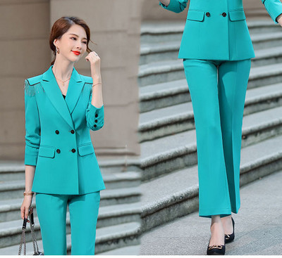 Επίσημο Λευκό Παντελόνι Plus Size 5XL με παντελόνι και μπλέιζερ παλτό για γυναίκες Φθινοπωρινό χειμερινό επαγγελματικό κοστούμι