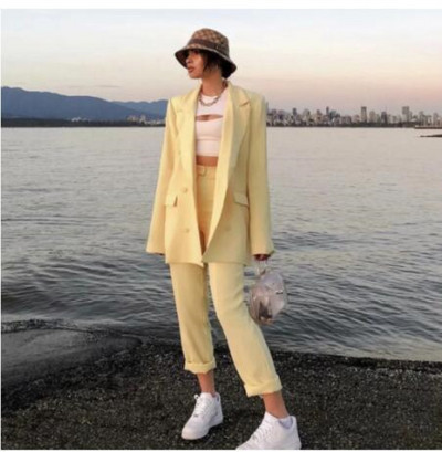 2 υπολογιστές Μωβ γυναικεία κοστούμια Blazer+Pants για δουλειά Κοστούμι παντελόνι για γαμήλιο πάρτι Business Custom Made