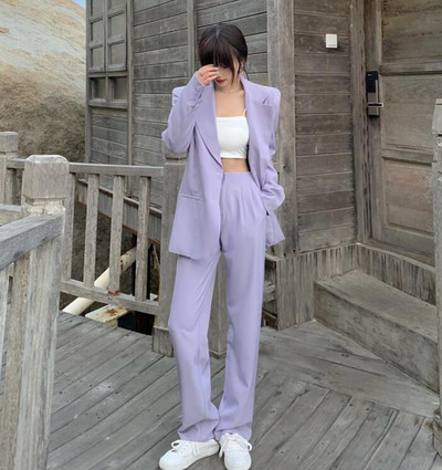 2 υπολογιστές Μωβ γυναικεία κοστούμια Blazer+Pants για δουλειά Κοστούμι παντελόνι για γαμήλιο πάρτι Business Custom Made