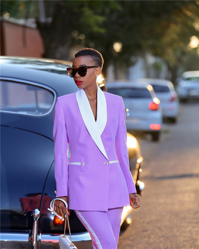 2 υπολογιστές Μωβ γυναικεία κοστούμια Blazer+Pants για δουλειά Κοστούμι παντελόνι για γαμήλιο πάρτι Business Custom Made