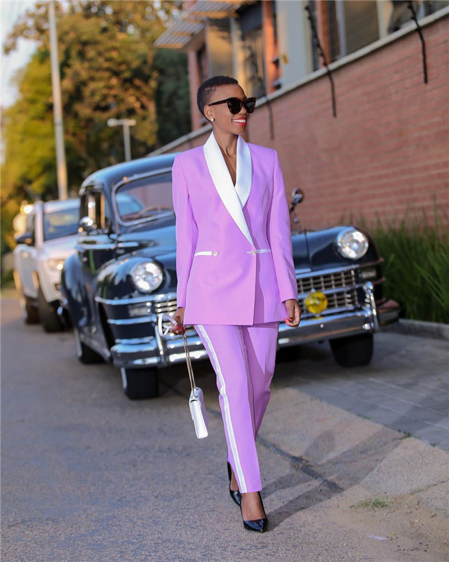 2 υπολογιστές Μωβ γυναικεία κοστούμια Blazer+Pants για δουλειά Κοστούμι παντελόνι για γαμήλιο πάρτι Business Custom Made